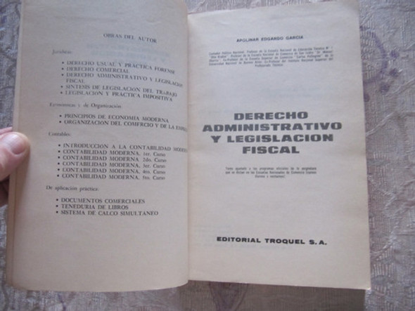 Derecho Administrativo Y Legislacion Fiscal  Apolinar Garcia 1