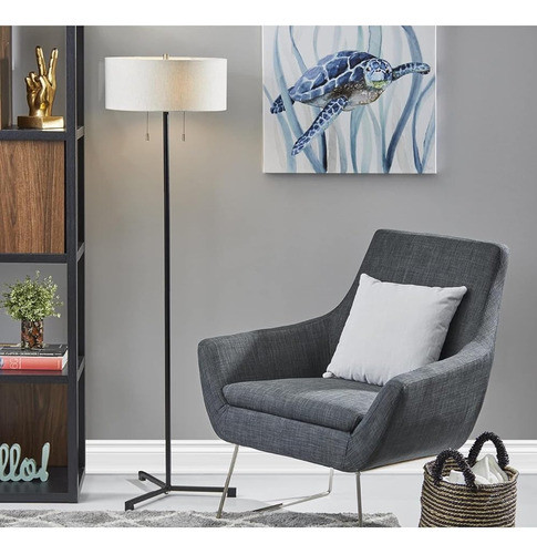 Adesso 1557-01 Wesley Lámpara De Pie, 60 In., 2 X 60w, Negro 1