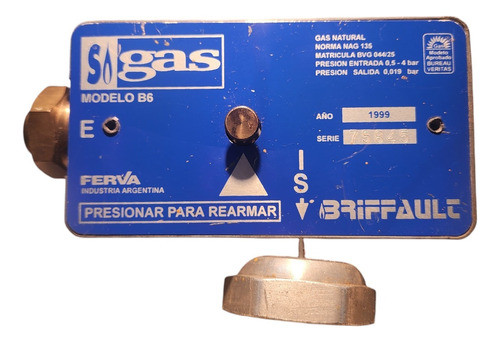 Regulador Para Gas Sigas 6 M3 Modelo B6 0