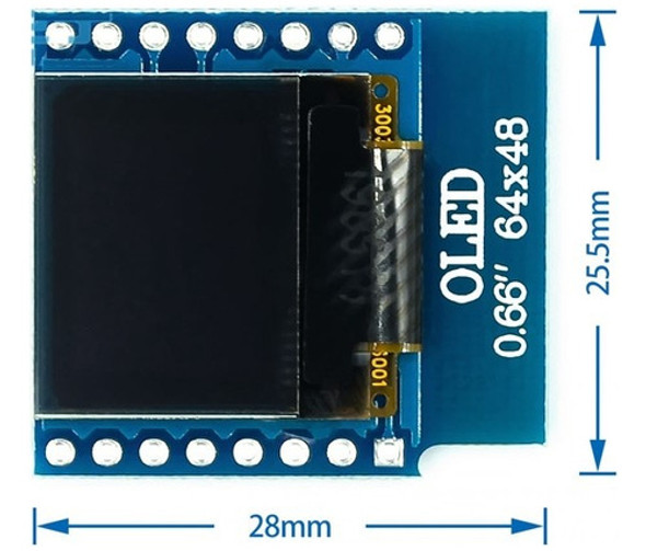 Pantalla Oled Ssd1306 0,66  Para Wemos D1 Mini Esp8266 Esp32 1