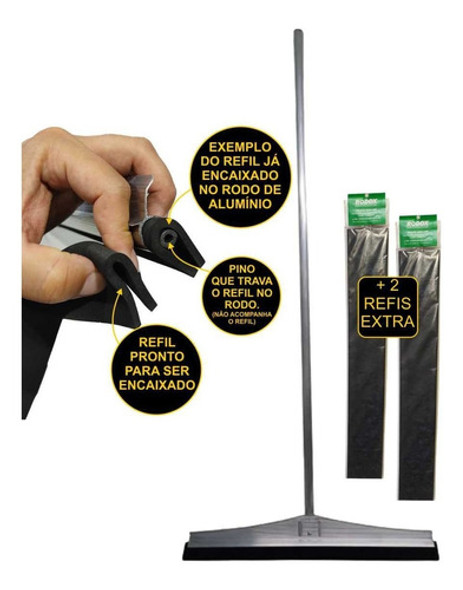 Rodo Alumínio 60cm Eva Reforçado Duplo Profissional +2 Refis 1 Rodo Alumínio 60cm Eva Reforçado Duplo Profissional +2 Refis 1