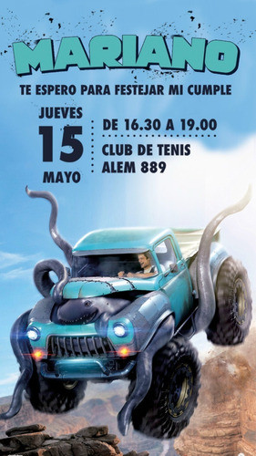 Invitación Digital Cumple Monster Truck 0