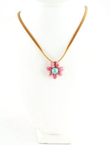 Moda Flor Colgante Flor Turquesa De La Piedra Collar Regalaz 0