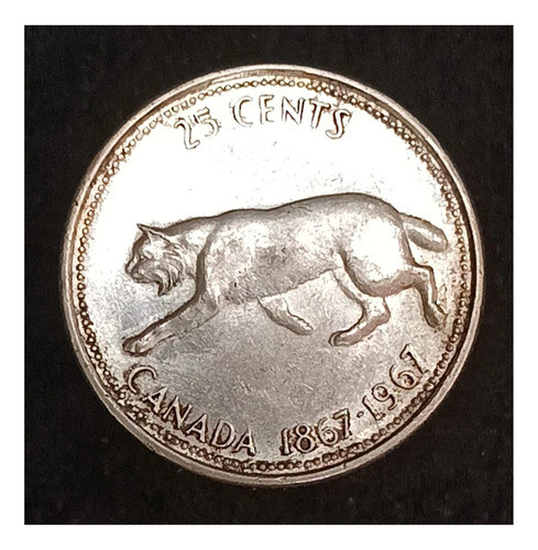 Canadá 25 Cents 1967 Excelente  Km 68 100 Años Confederación 0