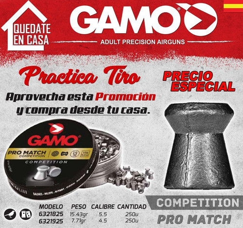 Balines Gamo Pro Match 5.5 X250 Tiro Al Blanco Precisión 1