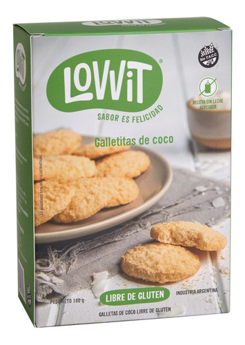 Galletitas Dulces Coco Sin Tacc Libre Gluten Lovvit 180gr X3 1