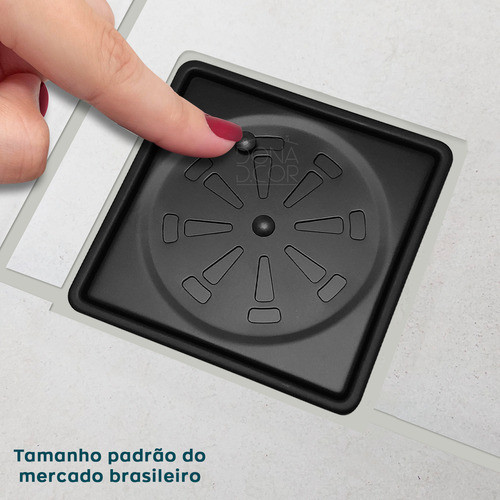 Ralo Quadrado E Caixilho Inox Preto Fosco Abre Fecha 10x10 1