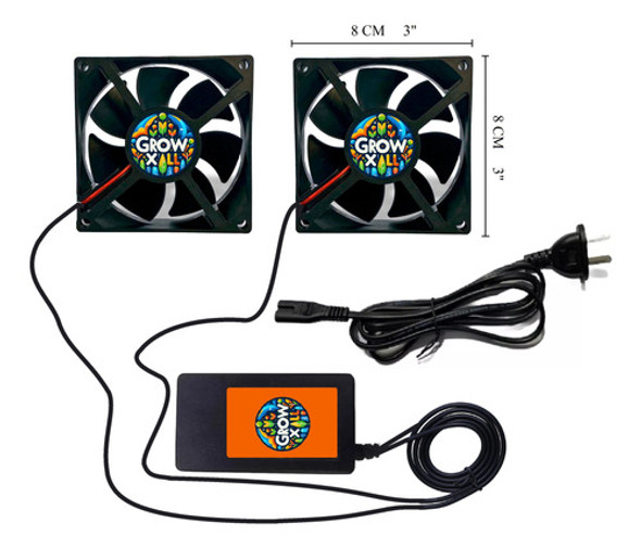Kit Ventilación Cultivo Indoor 2 Coolers 8x8 12v/220v 2,5mts 1