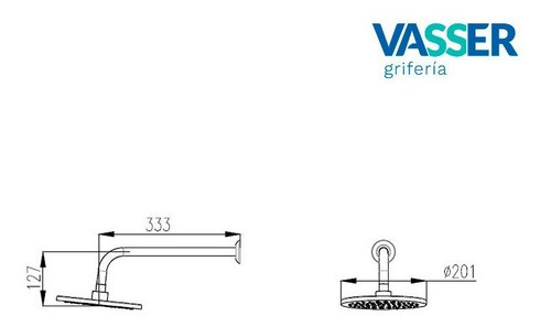 Flor De Ducha 200mm Vasser Cyrano Con Abs 1