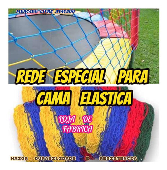 Rede Para Cama Elastica+6 Ponteiras Pula Pula 2.44mts+brinde 0