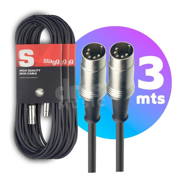 Cable Midi Audio Controlador Teclado Metalico Pro 3 Metros 1