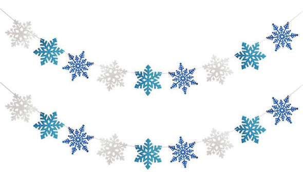 Guirnalda Copo Nieve Purpurina Pack X 2 Azul Blanco 0