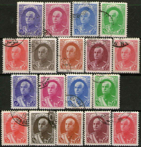 Irán 2 Series X 18 Sellos Usados Shah Reza Pahlavi 1936-38 0