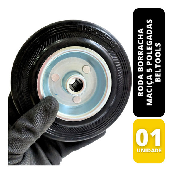 Roda Borracha Maciça 125mm Rolamento Rolete Beltools 1