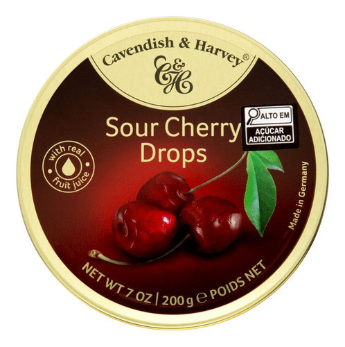 Bala Cereja Sour Cherry Drops Cavendish & Harvey 200 Gr 1