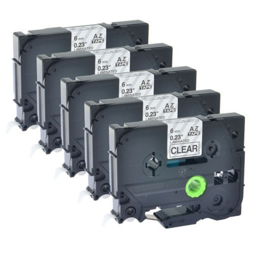 5 X Negro En Etiqueta Clara Cinta 6 Mm Tze-111 Tz-111 Para B 0