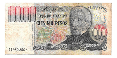Bottero 2504a Billete De 100.000 Pesos Ley Año 1980 - Vf- 0