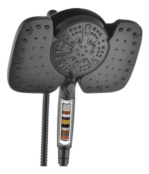 Ducha De Lluvia Negra De 25 Cm Con 10 Ajustes De Spray 0