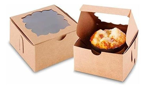 Caja Para Magdalena Cupcake Marrón 50 Unidades Con Ventana 0