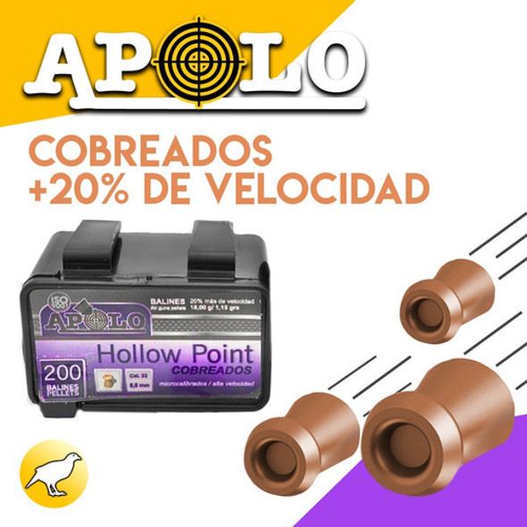 Balines Apolo Hollow Point Cobreados X200 5.5 Mm 1