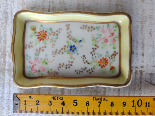 Lote Antigua Porcelana Pintada A Mano Floreritos Bandeja Oro 1