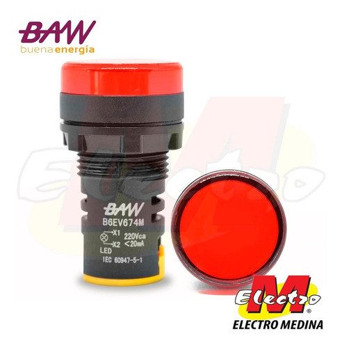 Ojo De Buey Piloto Luz Led 230v 110v Baw Rojo Electro Medina 0