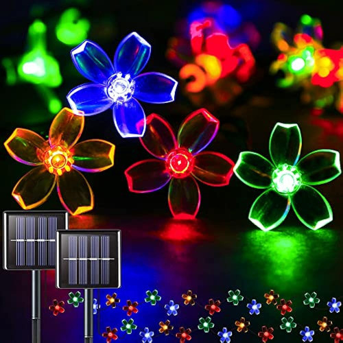 Suddus Flower Solar String Lights, 2 Pack 50led Solar Fairy 0