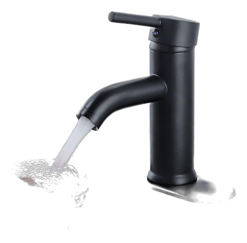 Negro Mate Solo Agujero Baño Fregadero Grifo Latón Sola Mani 0