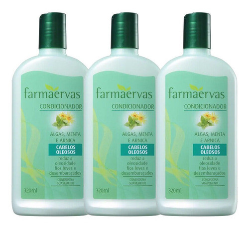 Kit 3 Condicionadores 320ml Algas Menta E Arnica Farmaervas 0