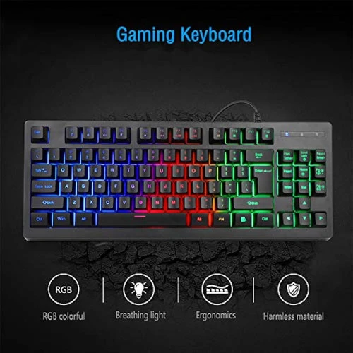 Combo De Teclado Para Juegos Rgb De 87 Teclas Y 1