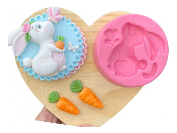 Molde De Silicone Coelho Da Páscoa Grande Com Borboleta 0