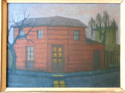 Cuadro Antiguo Oleo Pintura Argentina De Cesar Carugo 1