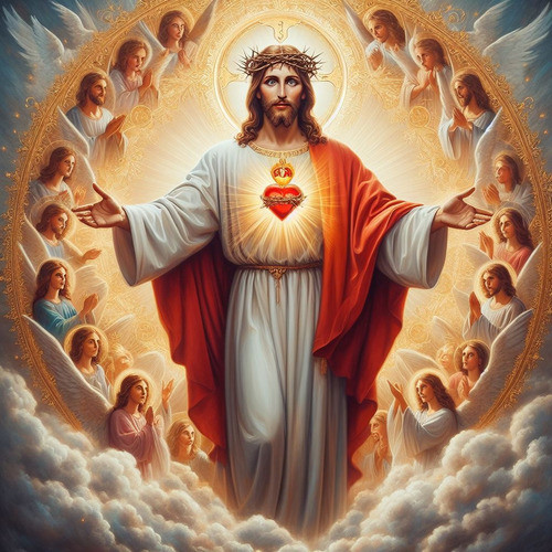 Obra Arte Digital Corazón De Jesús V3 50x50cm Pieza Única 0