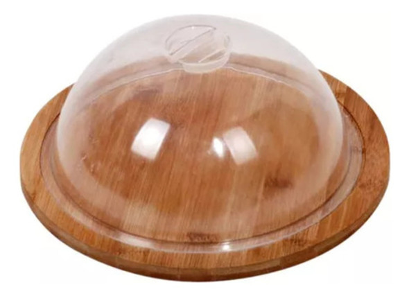 Quesera Madera Bamboo C/ Campana En Acrilico 25cm 0
