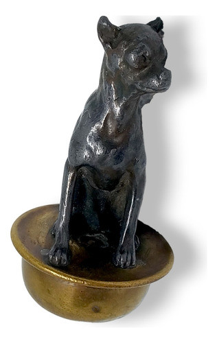 Timbre De Servicio Antiguo Forma De Un Perro  Plomo Y Bronce 0