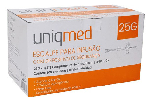 Escalpe P/ Infusão Com Disp. De Seg 25g - Cx 100 Und. 0