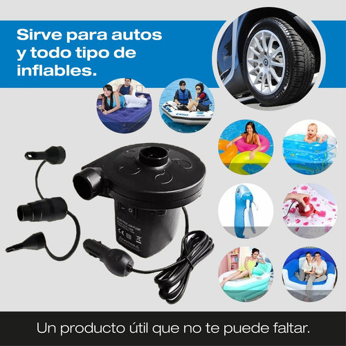 Inflador Portatil 12v Auto Inflables 3 Picos Y Desinfla 1