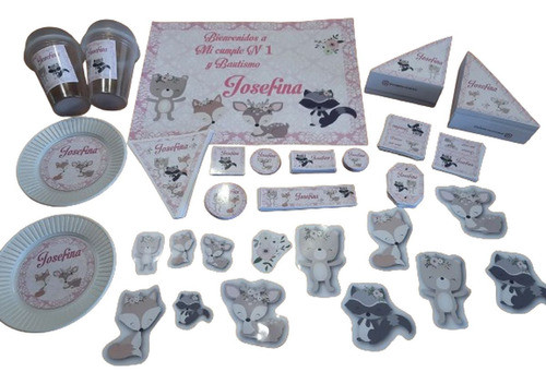 Animales Del Bosque Combo Cumpleaños Y Candy Bar Impreso 0