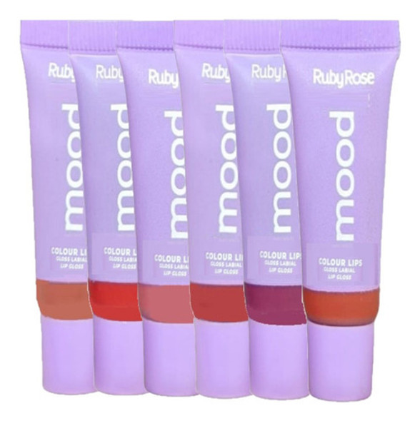 6 Gloss Labial Colour Lips Mood Hb7201 Ruby Rose Atacado Sj 0