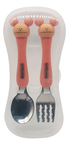 Cubiertos Infantiles De Metal X2, En Estuche Varios Diseños 1