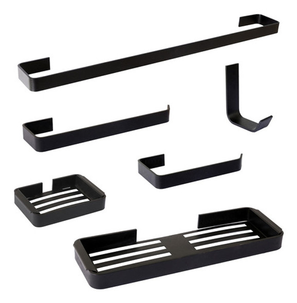 Acessórios Para Banheiro Preto 6 Peças Stander Shampoo 36 Cm 0