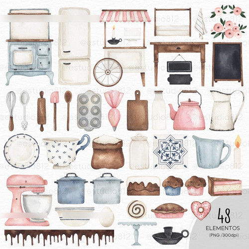 Kit Imagen Png Clipart Pasteleria Reposteria Acuarela Est73 0