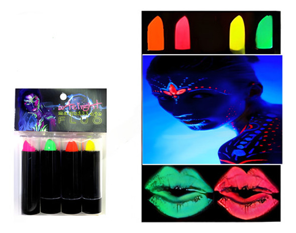 Maquillaje Artistico En Barra Multicolor Fluo X4u 1