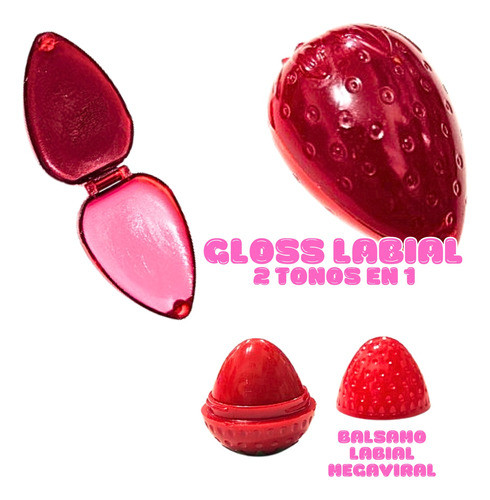 Set De Belleza Labios Retro: Bálsamo Y Gloss De Frutilla 1