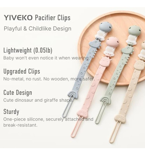 Clips Para Chupete De Silicona Para Bebé, De Una 1