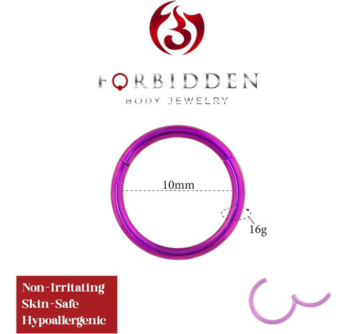 Forbidden Picercing Aro Titanio Cuerpo 16g 3/8 (morado) 1