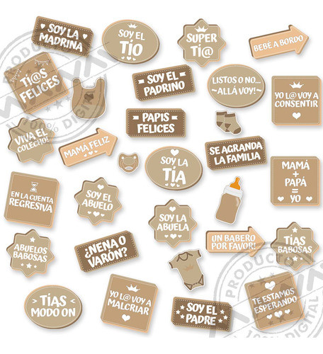 Cartelitos Para La Foto Photo Booth Props Baby Shower Beige 1