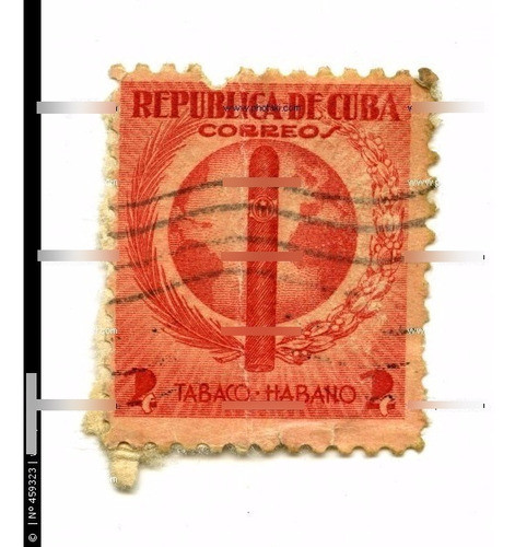 Antiguo Sello Republica De Cuba Tabaco Y Habanos 2ct 1939 0