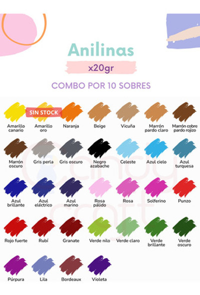 Anilina Colibri X 20g - Teñido Frío O Calor X 10 Sobres 1