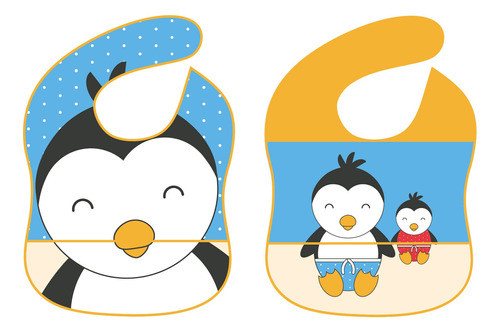 Babador Duplo Impermeável Pinguim Paco Família Giro Baby 0